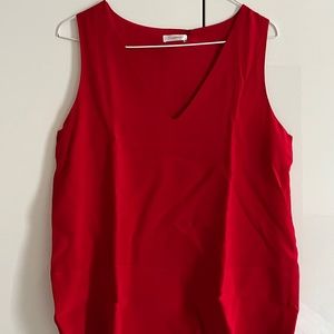 Red silk v neck tank